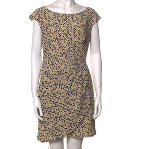 SOLD ELSEWHERE.Designer "Lela Rose" Silk Dress with  Bateau Neckline, Cap Sleeve